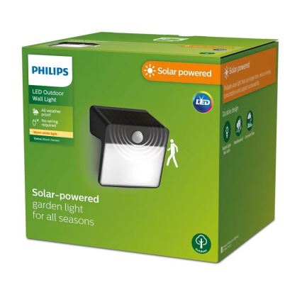 Philips - LED-aurinkoseinävalaisin liiketunnistimella ja hämäräkytkimellä YARIXA LED/2,2W/3,7V 600 mAh IP44
