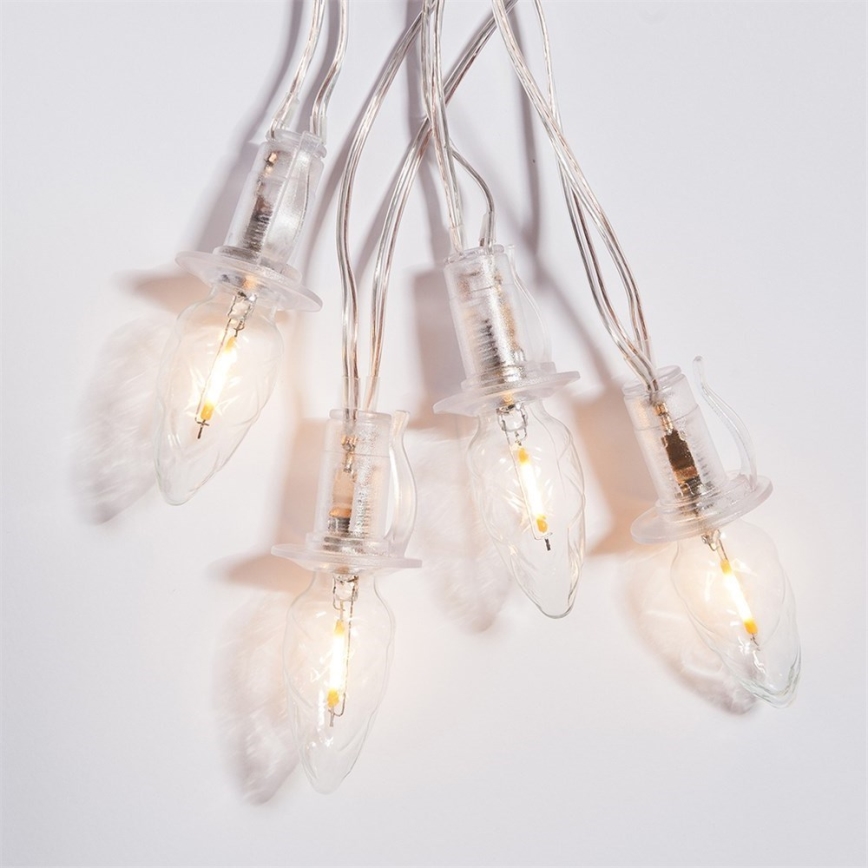 Pidennys LED ulkokäyttöön Jouluketju CONE FILAMENT 20xE10 14m läpinäkyvä/lämpimänvalkoinen IP44, Made in the EU