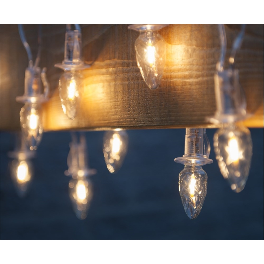 Pidennys LED ulkokäyttöön Jouluketju CONE FILAMENT 20xE10 14m läpinäkyvä/lämpimänvalkoinen IP44, Made in the EU