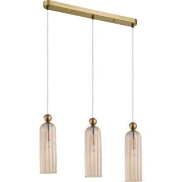 PIEGA-riippuvalaisin vaijerilla 3xE14/40W/230V messinki/savunbeige