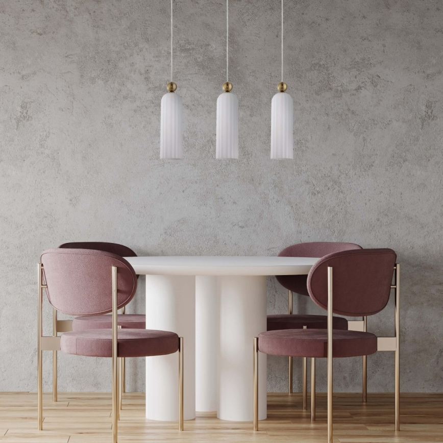 PIEGA riippuvalaisin vaijerilla 3xE14/40W/230V messinki/valkoinen