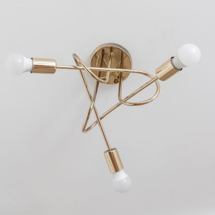 Pinnalle asennettava kattokruunu OXFORD 3xE27/15W/230V, kultainen