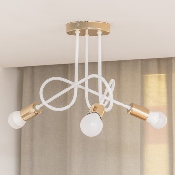 Pinnalle asennettava kattokruunu OXFORD 3xE27/15W/230V, kultainen/valkoinen