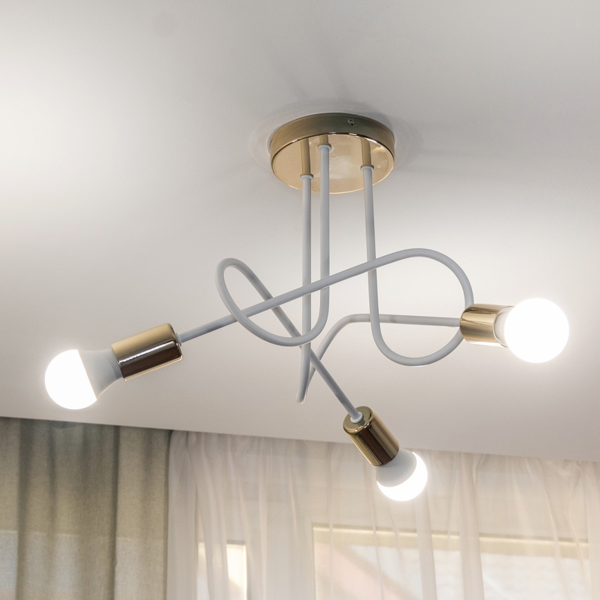 Pinnalle asennettava kattokruunu OXFORD 3xE27/15W/230V, kultainen/valkoinen