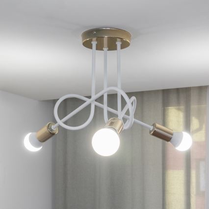 Pinnalle asennettava kattokruunu OXFORD 3xE27/15W/230V, kultainen/valkoinen