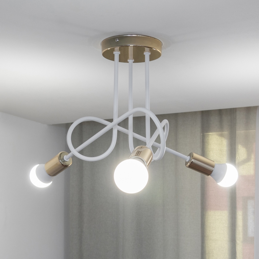 Pinnalle asennettava kattokruunu OXFORD 3xE27/15W/230V, kultainen/valkoinen