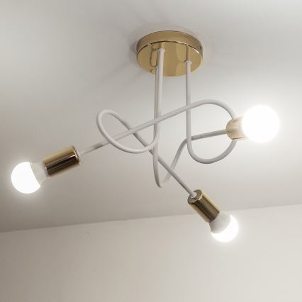 Pinnalle asennettava kattokruunu OXFORD 3xE27/15W/230V, kultainen/valkoinen