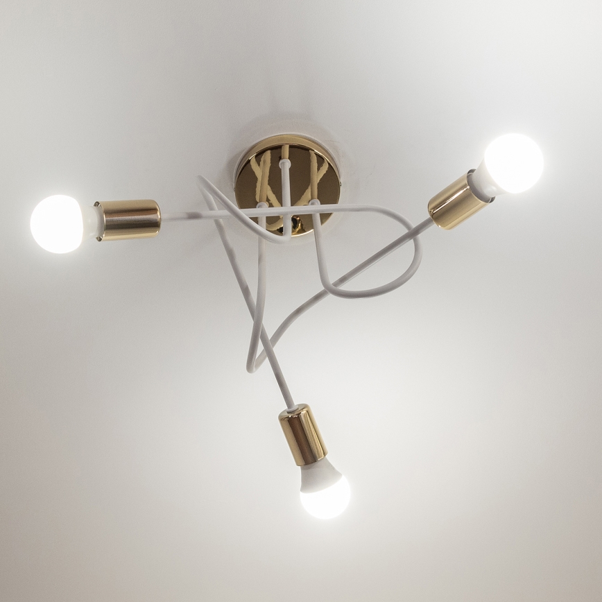 Pinnalle asennettava kattokruunu OXFORD 3xE27/15W/230V, kultainen/valkoinen