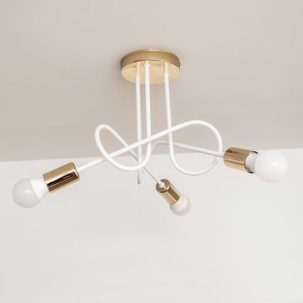 Pinnalle asennettava kattokruunu OXFORD 3xE27/15W/230V, kultainen/valkoinen