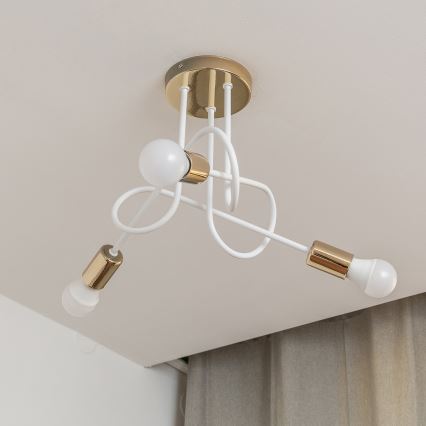 Pinnalle asennettava kattokruunu OXFORD 3xE27/15W/230V, kultainen/valkoinen