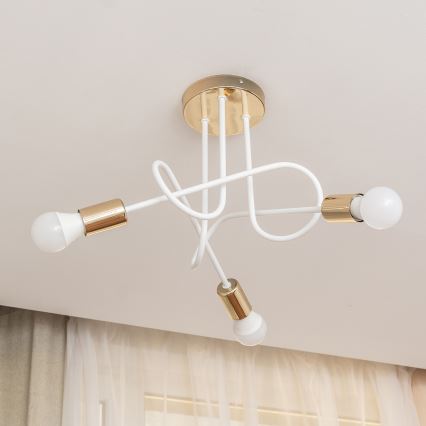 Pinnalle asennettava kattokruunu OXFORD 3xE27/15W/230V, kultainen/valkoinen