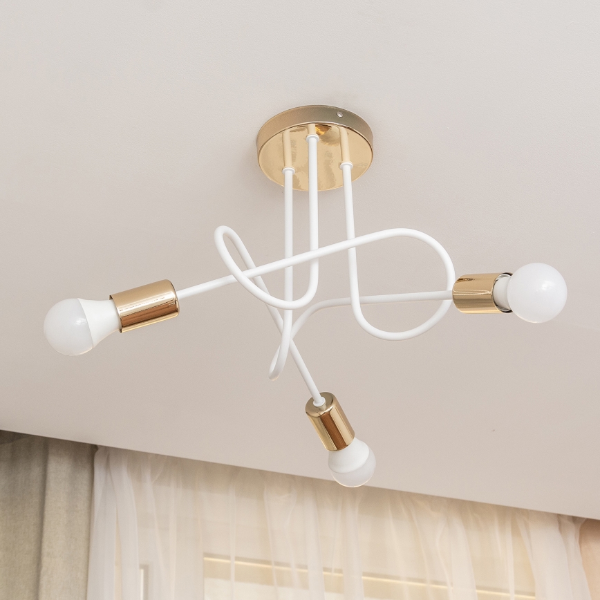 Pinnalle asennettava kattokruunu OXFORD 3xE27/15W/230V, kultainen/valkoinen