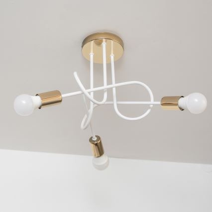 Pinnalle asennettava kattokruunu OXFORD 3xE27/15W/230V, kultainen/valkoinen