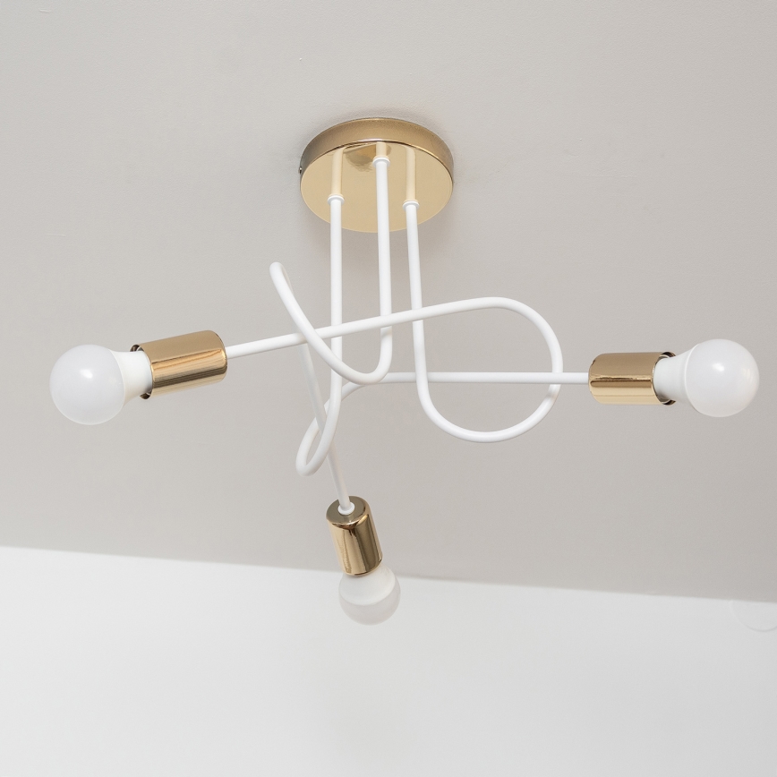 Pinnalle asennettava kattokruunu OXFORD 3xE27/15W/230V, kultainen/valkoinen