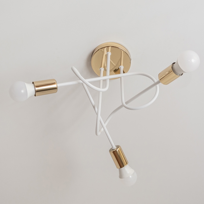 Pinnalle asennettava kattokruunu OXFORD 3xE27/15W/230V, kultainen/valkoinen