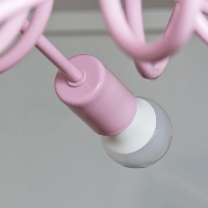 Pinnalle asennettava OXFORD-kattokruunu 5xE27/15W/230V vaaleanpunainen