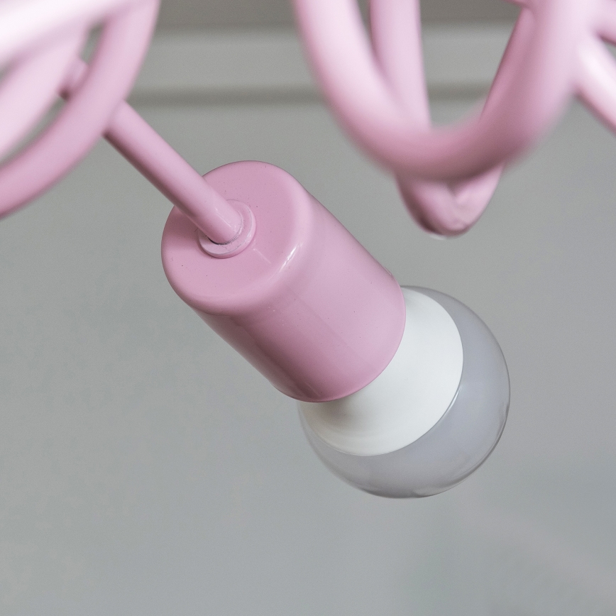 Pinnalle asennettava OXFORD-kattokruunu 5xE27/15W/230V vaaleanpunainen