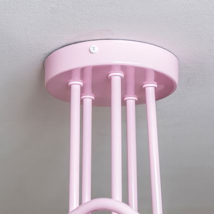 Pinnalle asennettava OXFORD-kattokruunu 5xE27/15W/230V vaaleanpunainen