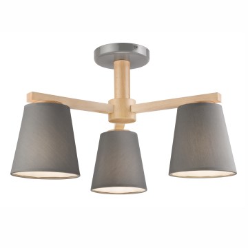 Pinnallinen kattovalaisin ELLIE 3xE27/60W/230V harmaa/pyökki