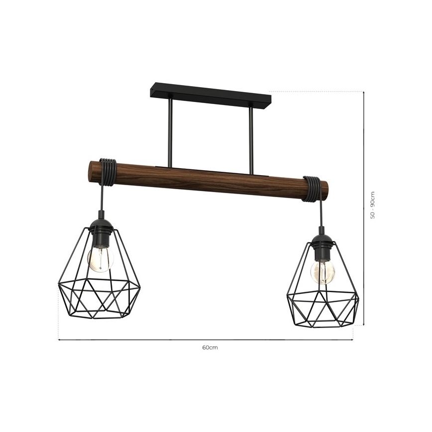 Pinta-asennettava kattokruunu ACERO 2xE27/60W/230V