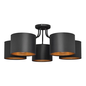 Pinta-asennettava kattokruunu ALBA 5xE27/15W/230V musta/kulta