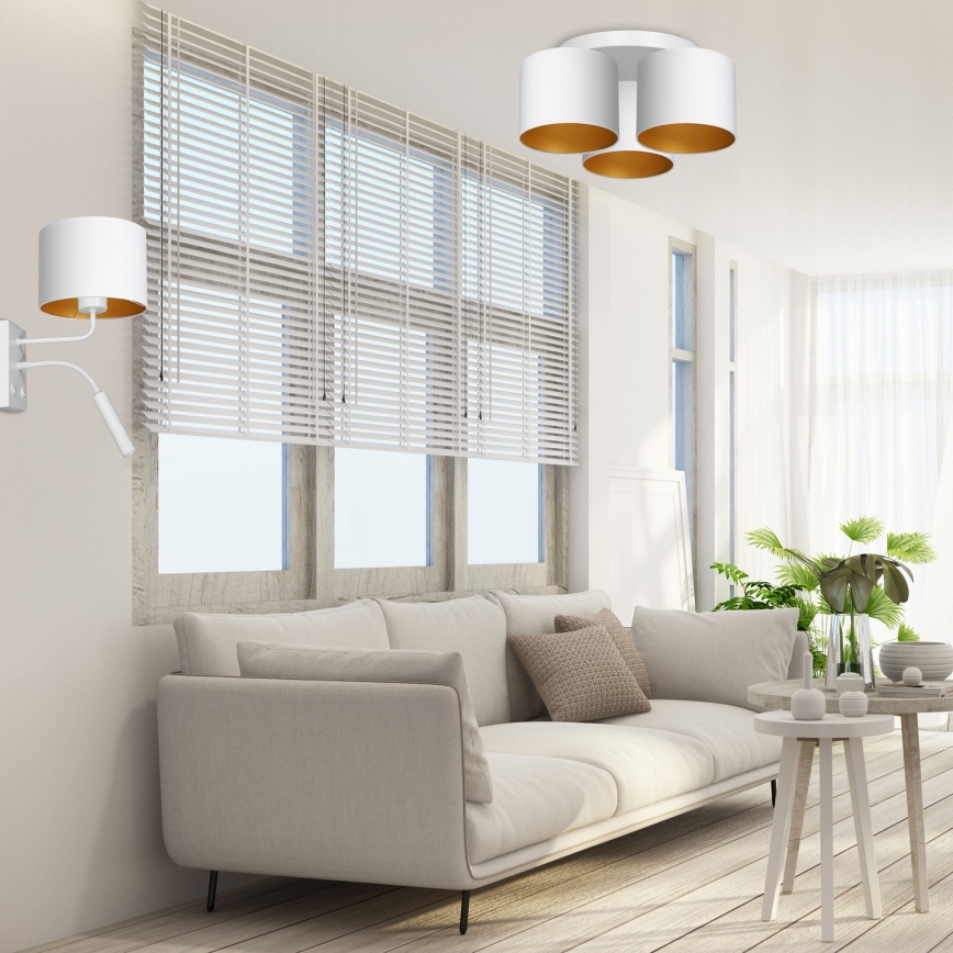 Pinta-asennettava kattokruunu ARDEN 3xE27/60W/230V valkoinen/kulta