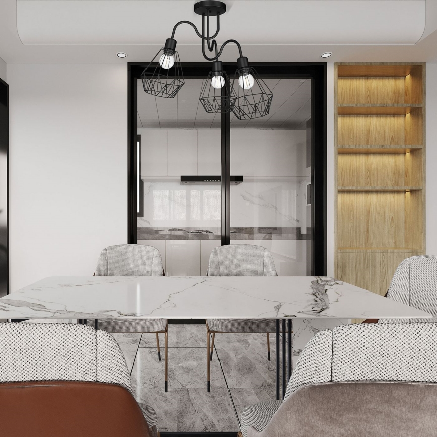 Pinta-asennettava kattokruunu BERGEN 3xE27 / 60W / 230V