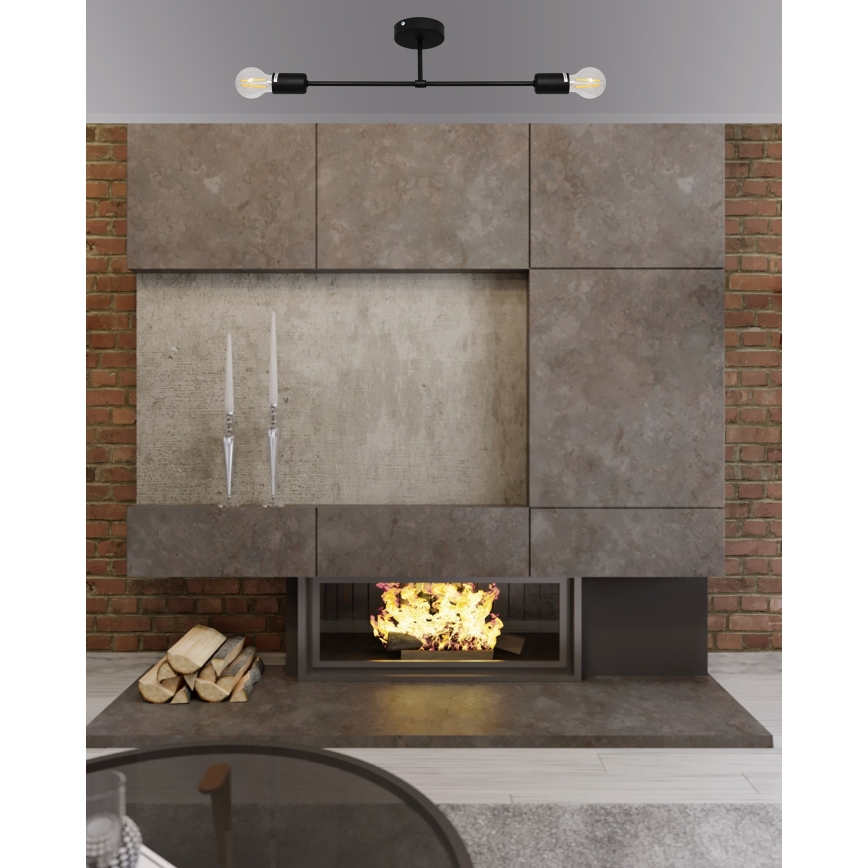 Pinta-asennettava kattokruunu CAMBRIDGE 2xE27/15W/230V musta