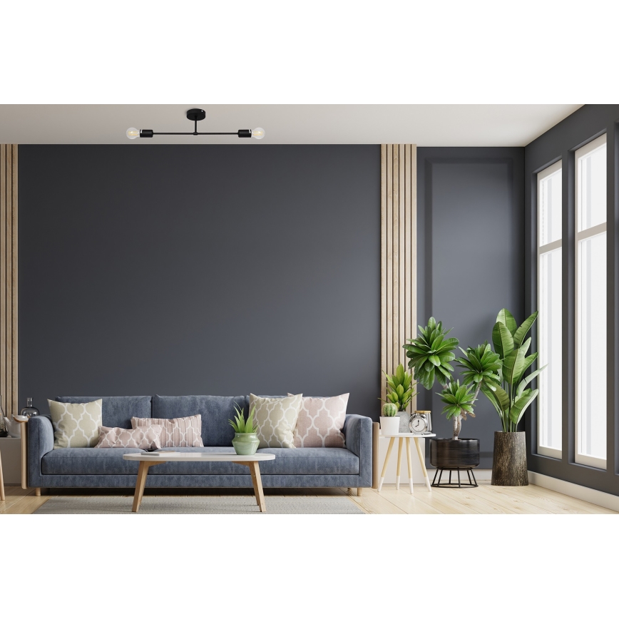 Pinta-asennettava kattokruunu CAMBRIDGE 2xE27/15W/230V musta