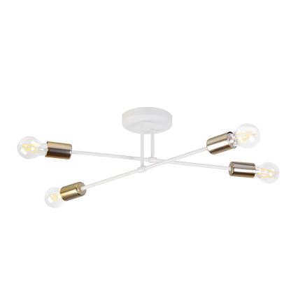 Pinta-asennettava kattokruunu CAMBRIDGE 4xE27/15W/230V messinki/valkoinen