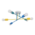 Pinta-asennettava kattokruunu CAMBRIDGE 6xE27/20W/230V sininen/keltainen