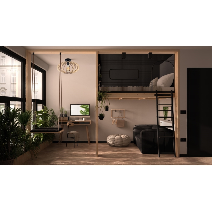 Pinta-asennettava kattokruunu EARTH 1xE27/60W/230V musta/beige