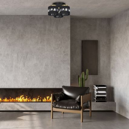 Pinta-asennettava kattokruunu HAVARD 3xE27 / 60W / 230V musta / messinki