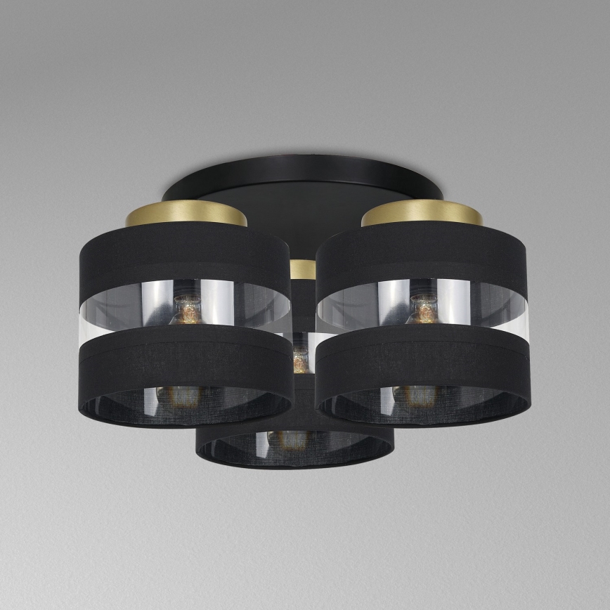 Pinta-asennettava kattokruunu HAVARD 3xE27 / 60W / 230V musta / messinki