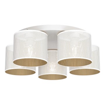 Pinta-asennettava kattokruunu LOFT SHADE 5xE27/60W/230V valkoinen/kulta