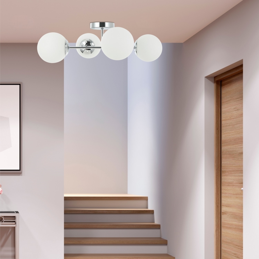 Pinta-asennettava kattokruunu MADDIE 4xE14/5W/230V kiiltävä kromi