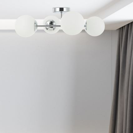 Pinta-asennettava kattokruunu MADDIE 4xE14/5W/230V kiiltävä kromi