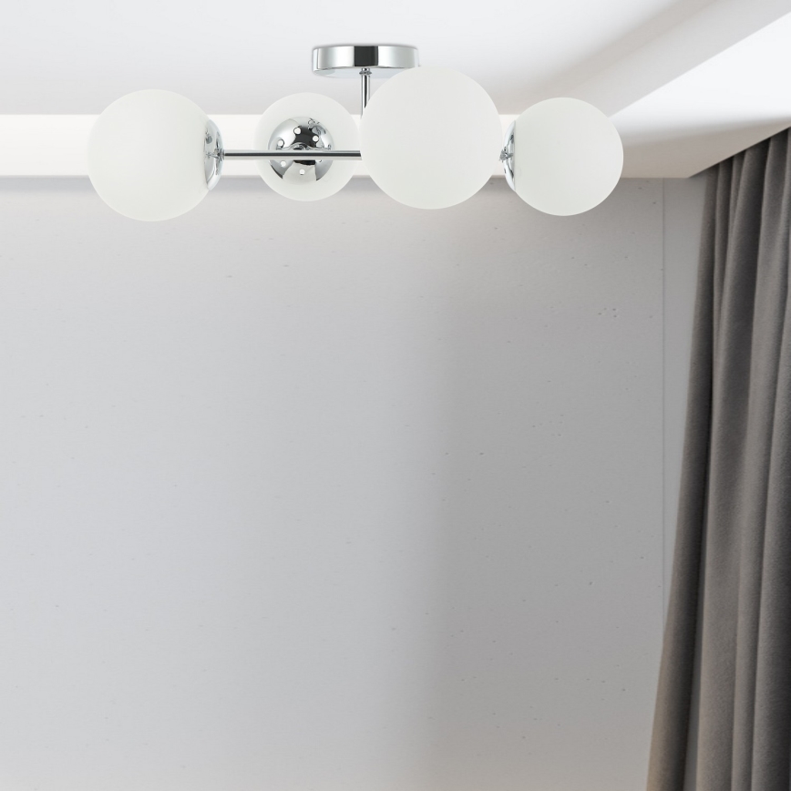 Pinta-asennettava kattokruunu MADDIE 4xE14/5W/230V kiiltävä kromi