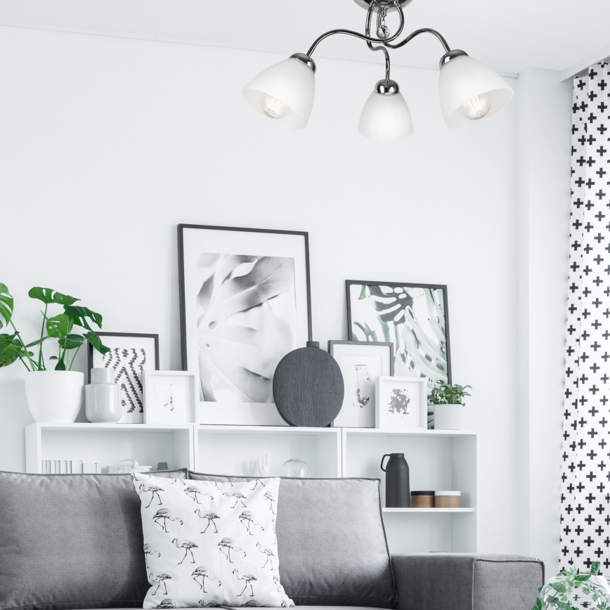 Pinta-asennettava kattokruunu MIRANDA 3xE27/60W/230V kiiltävä kromi