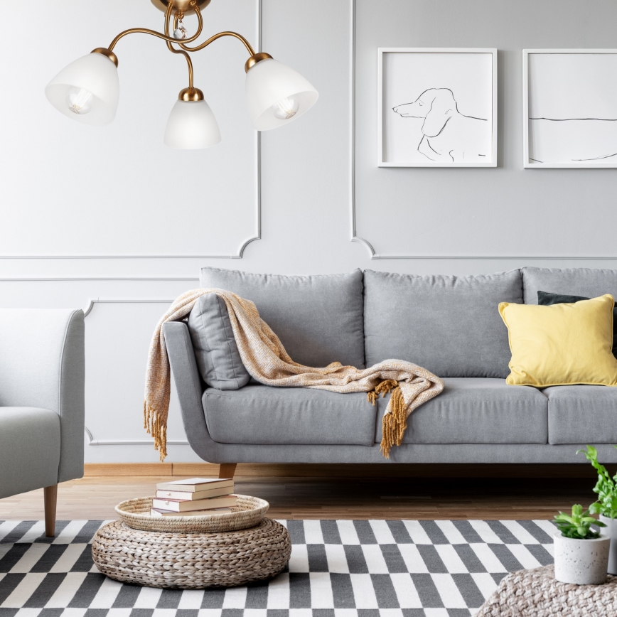 Pinta-asennettava kattokruunu MIRANDA 3xE27/60W/230V kulta