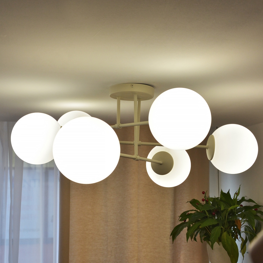 Pinta-asennettava kattokruunu MOON 6xE27/15W/230V kermanvärinen