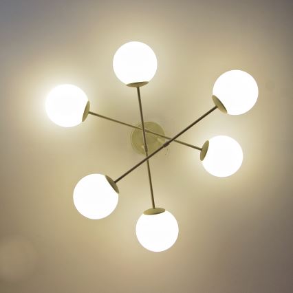 Pinta-asennettava kattokruunu MOON 6xE27/15W/230V kermanvärinen