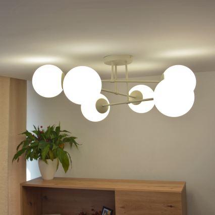 Pinta-asennettava kattokruunu MOON 6xE27/15W/230V kermanvärinen