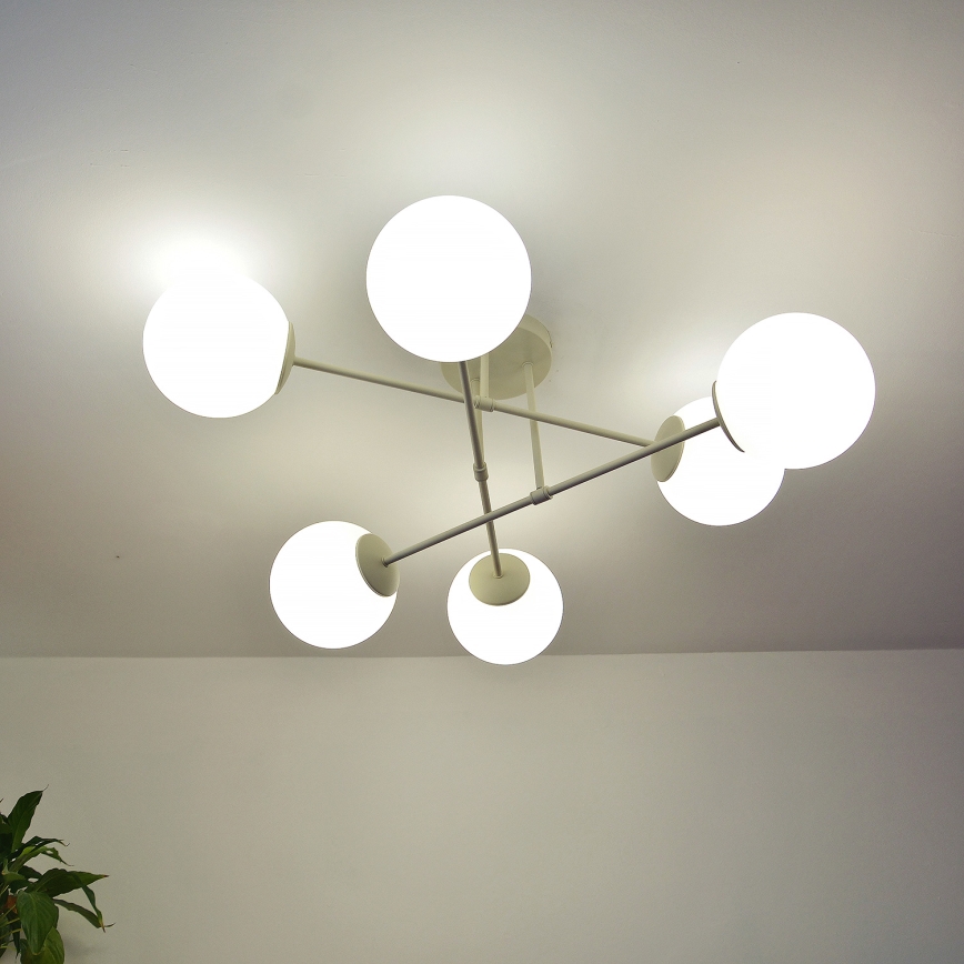 Pinta-asennettava kattokruunu MOON 6xE27/15W/230V kermanvärinen