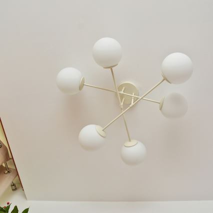 Pinta-asennettava kattokruunu MOON 6xE27/15W/230V kermanvärinen