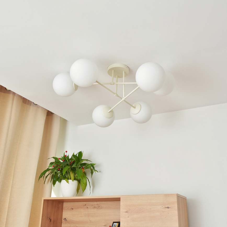 Pinta-asennettava kattokruunu MOON 6xE27/15W/230V kermanvärinen