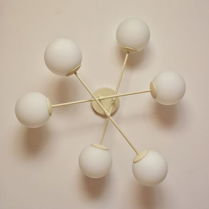 Pinta-asennettava kattokruunu MOON 6xE27/15W/230V kermanvärinen