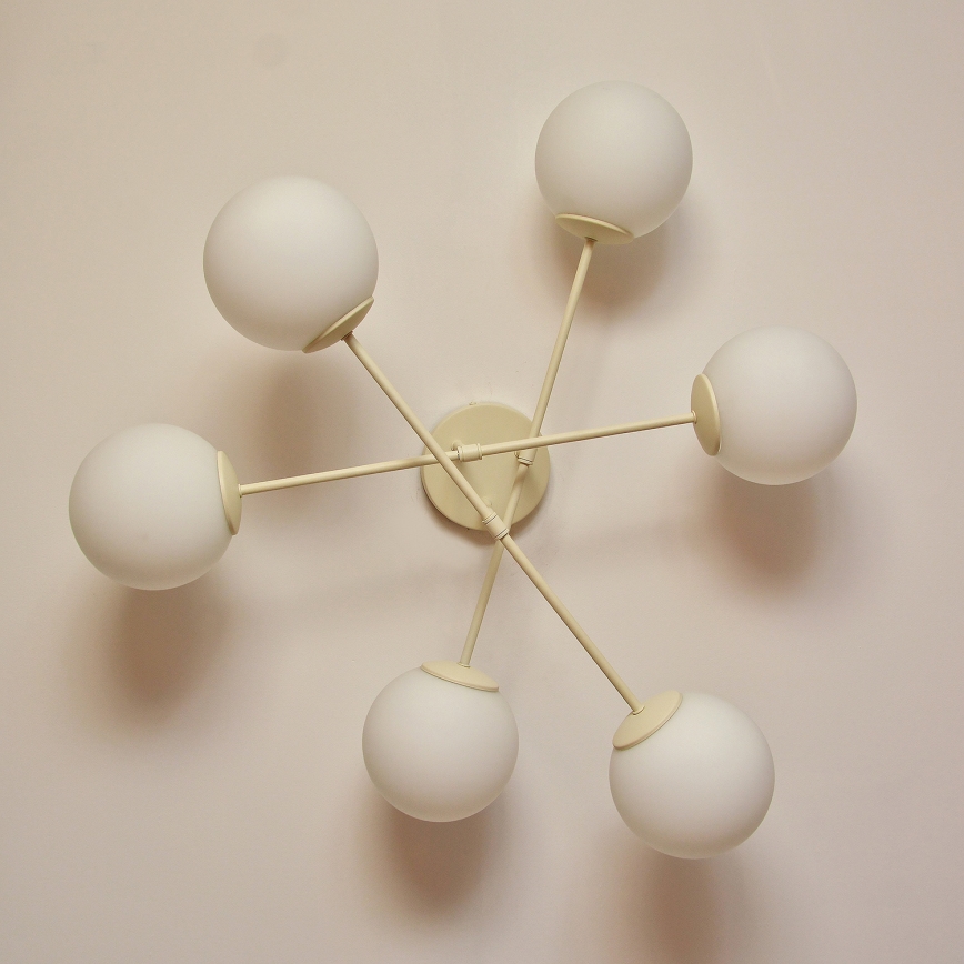 Pinta-asennettava kattokruunu MOON 6xE27/15W/230V kermanvärinen