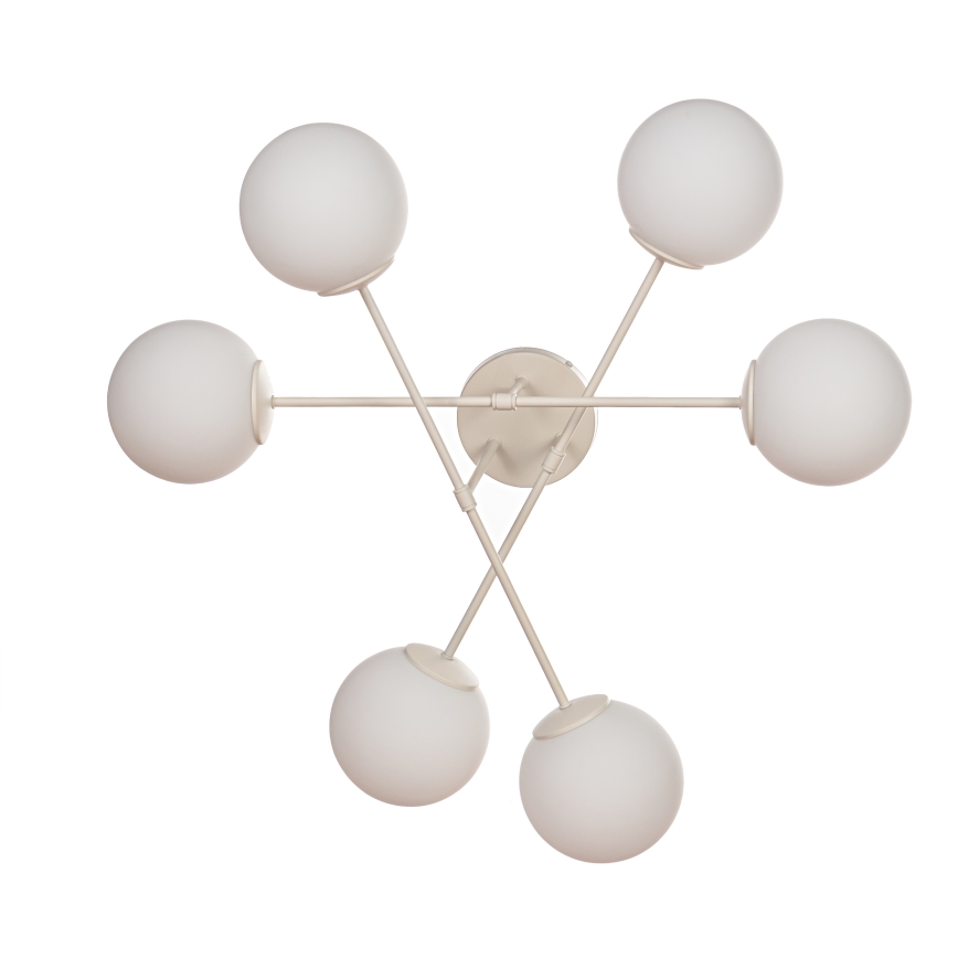 Pinta-asennettava kattokruunu MOON 6xE27/15W/230V kermanvärinen