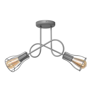 Pinta-asennettava kattokruunu OXFORD 2xE27 / 15W / 230V harmaa